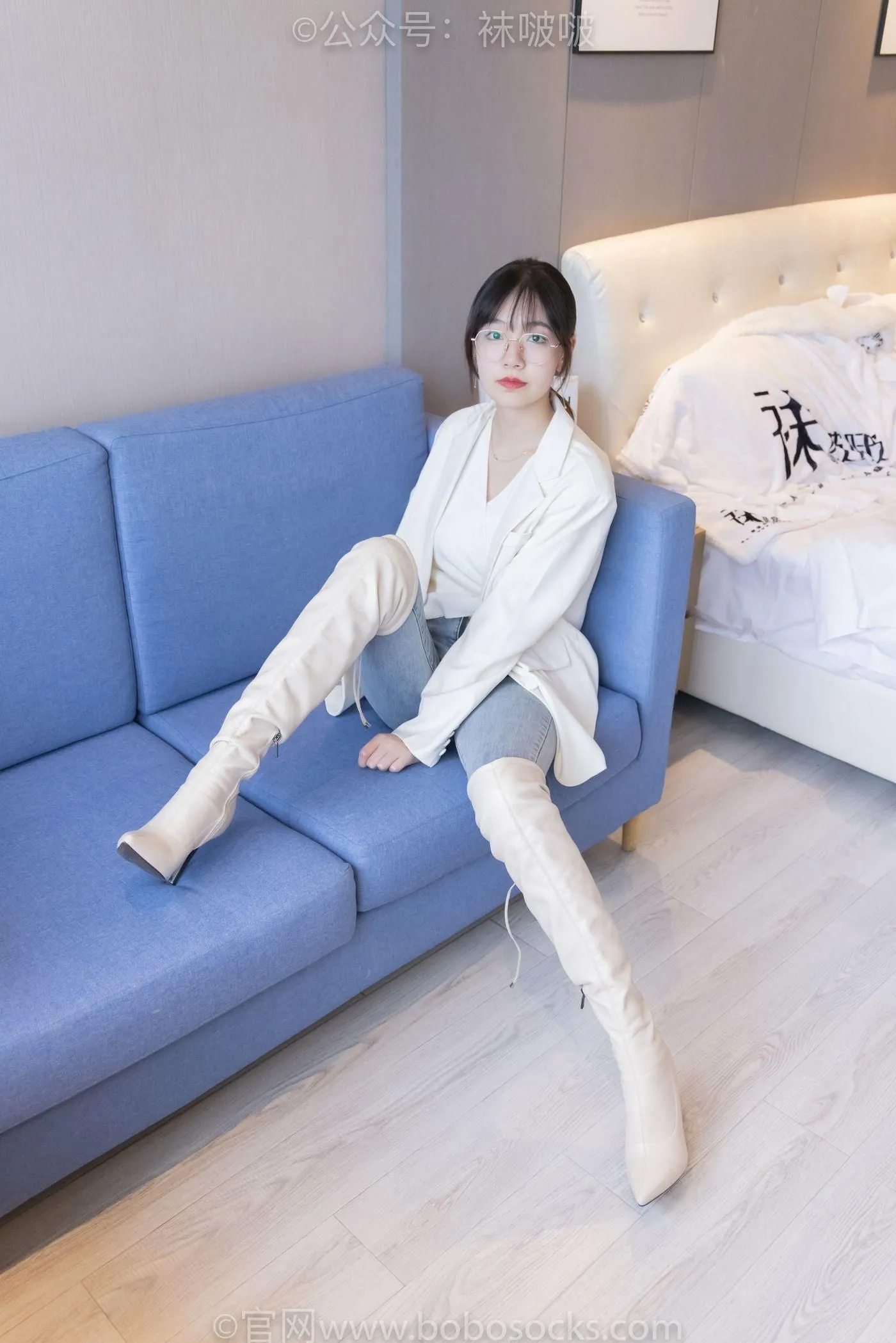 [BoBoSocks袜啵啵]NO.050 小甜豆-高跟长靴、白棉袜 [175P]插图1